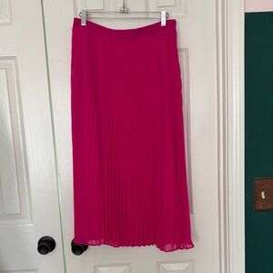 Ann Taylor Pleated Midi Skirt - Fuchsia